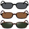 YMRFW Retro Rectangular Sunglasses for Women Narrow Trendy Small 90s