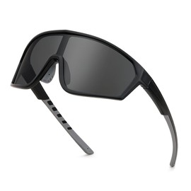 Feisedy Polarized Sunglasses Men Sports Sunglasses UV400 Polarized Lenses for Cycling Fishing Baseball Running Cycling Golf Goggles B1125, Black