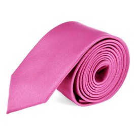 Moda Di Raza, Ties For Men, Solid Pure Color Plain Neckties Formal Slim, Skinny, Narrow, Hot Pink Tie, Size 57 x 2.5 Inch