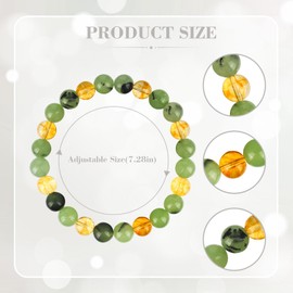 Money Wealth Success Bracelet Protection Bracelet for Men Women 8mm Natural Stone Jade Citrine Agate Lucky Bracelet Healing Calming Anxiety Stress Relief Gifts
