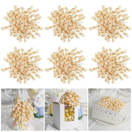 AIMUDI Champagne Curly Bows 4" Self Adhesive Gift Bows Curly Ribbon Bows for Gift Wrapping Grosgrain Ribbon Twist Tie Bows for Treat Bags Gift Basket Baby Shower Wedding Party Decorations - 6 Counts