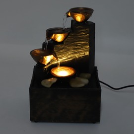 Tabletop Water Fountain with LED Light, Tabletop Water Fountain, Wealth Attracting Feng Shui Running Water Ornaments Crafts USB Powered for Home Living Room