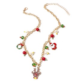 Stocking Stuffers Gifts for Women Christmas Necklace Christmas Tree Necklace for Women Christmas Jewelry Gifts Stocking Stuffers for Women X-Mas Santa Claus Pendant Necklace