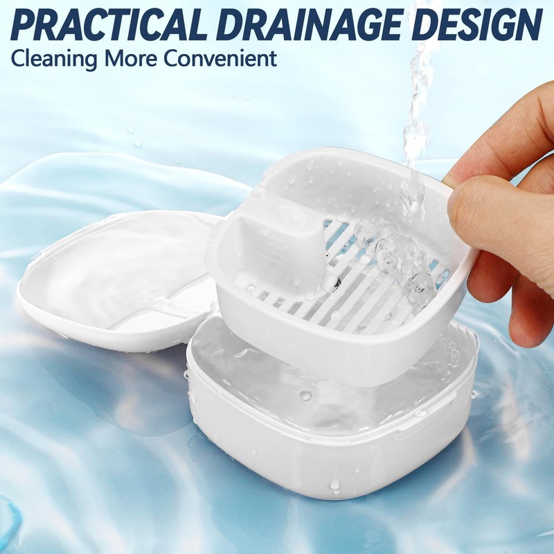 Zikenis Denture Box with Strainer, Braces Box, Denture Box, Portable