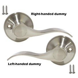 Gobrico Pack of Two Wave Dummy Door Levers Satin Nickel Interior Door Handles,for Left-Handed Right-Handed Door Knobs, No-Turning