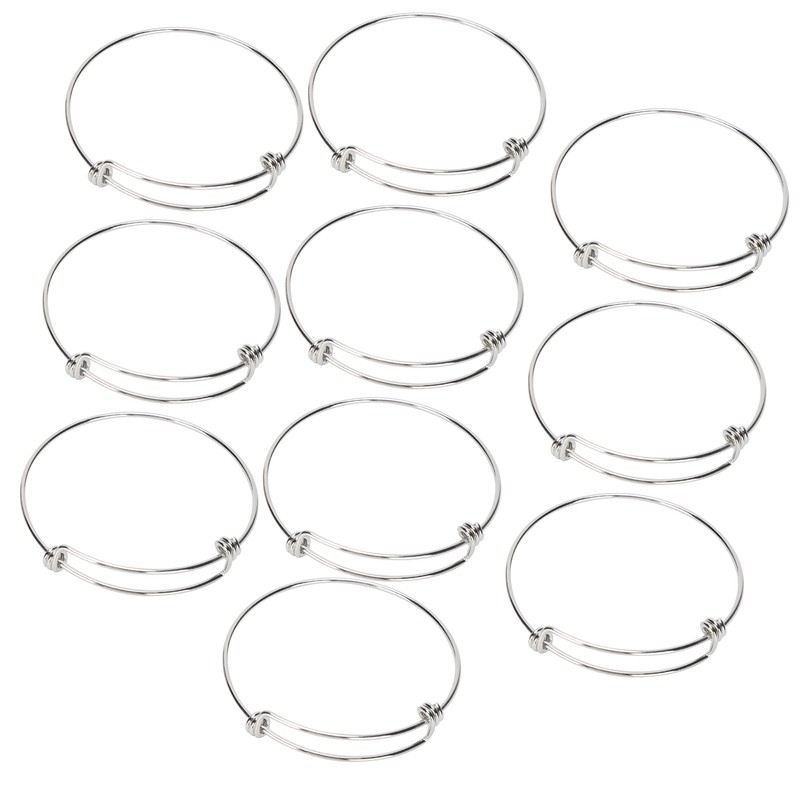 10Pcs Stainless Steel Bangle 1.6mm Adjustable Expandable Coil Bracelet DIY