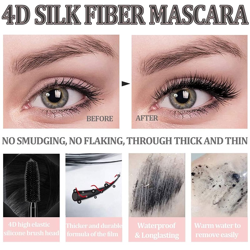 4D Silk Fiber Lash Mascara, Liquid Extension Makeup Eye Lash
