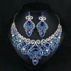 2pcs Luxurious Retro Style Blue Crystal Flower Necklace and Earrings