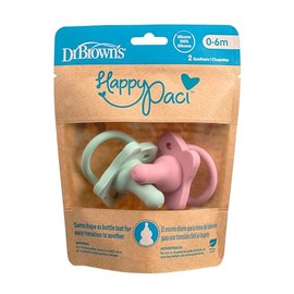 Dr. Brown's HappyPaci™ Chupón 100% silicona, paquete de 2, el color puede variar