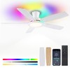 BYKISTOK Flush Mount RGB Ceiling Fan with RGB Light -