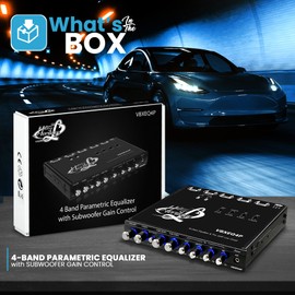 Lanzar 4 Band Adjustable Parametric Equalizer - 7 Volt RMS Pre-Amp Output with Subwoofer Gain Control and 3 Input Sources Selectable, Pre-amp Line Aux Inputs Via RCA & Phone Jacks - VBXEQ4P