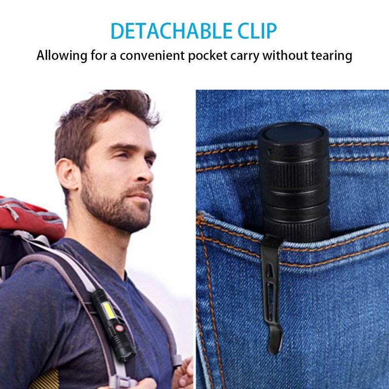 Hoxida Rechargeable Flashlight(Battery Included), Magnetic LED Flashlight with COB sidelight,