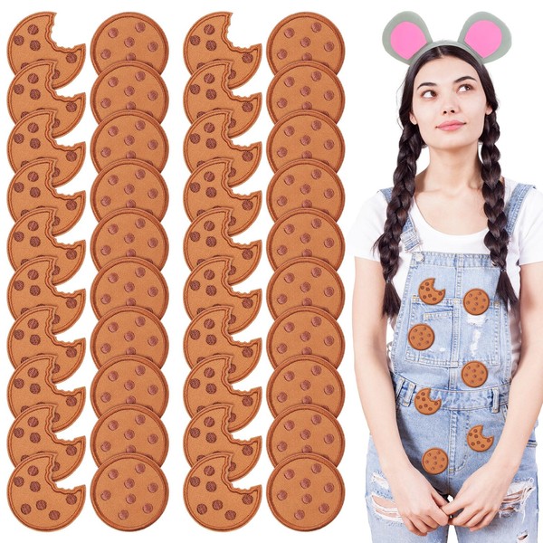 Suncalla 40 Pcs Halloween Cookie Embroidered Patches Chocolate Chip Iron