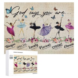 Ballerina 500 Piece Jigsaw Puzzles for Adults and Kids - God Says You are, Ballet, Jesus, God Christian Puzzles Inspirational Puzzles for Family Activities Games Christian Gifts