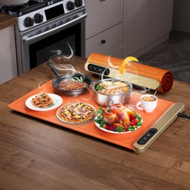 FULSUNT Warming Mat for Food, Rapid Heating Electric Warming Tray with 3 Temperature Settings, Portable Nano Silicone Food Warmers for Parties, Buffets, Gatherings, Kitchen Warming Mat for Countertop