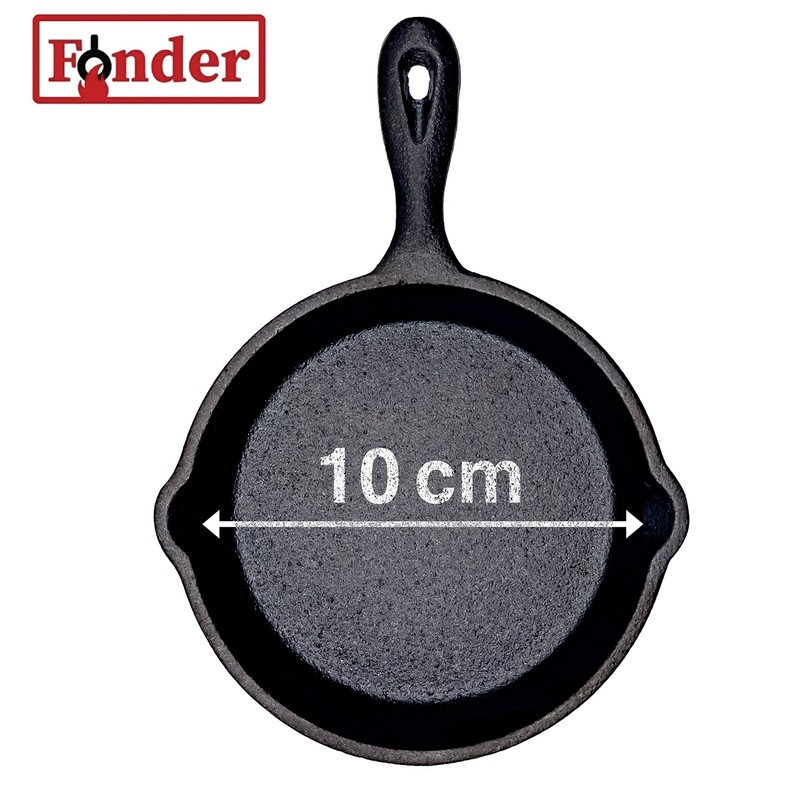 Sartén de Hierro Fundido con Mango, Cast-Iron Skillet, 4" (10
