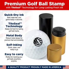 Golf Ball Marker Stamp with TiteSeal™ Technology - Skull - Metallic Box with Golf Ball Stamp + Refill Ink Bottle - Red