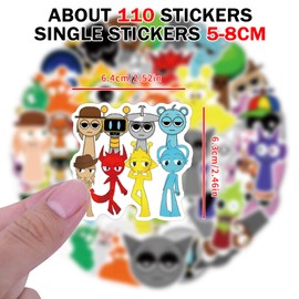 DAVBNM 110PCS Sprunki Sticker, Game Sticker, Suitcase Stickers, Waterproof Vinyl, for Skateboard Laptop Guitar Water Bottles