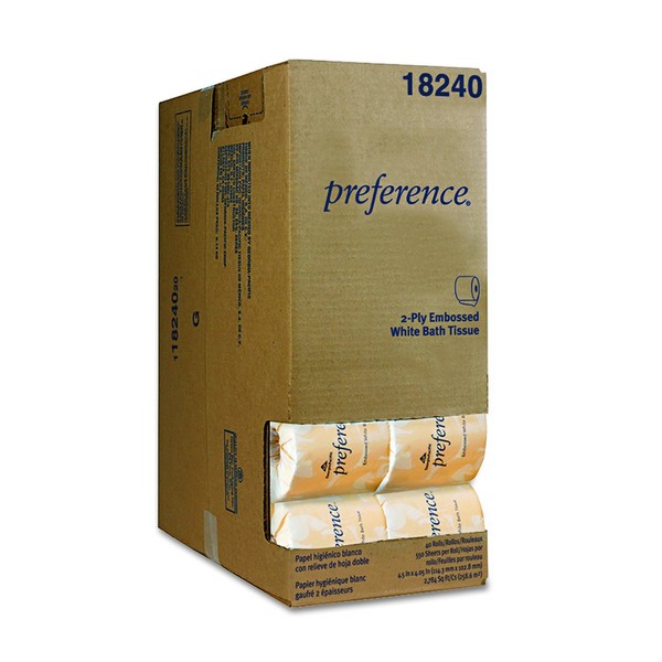 Georgia Pacific Professional 18240 Two-Ply Embossed Bath Tissue, Dispenser Box, 550 Sheets/Roll, 40 Rolls/Carton, White (Pack of 40)