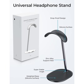 BENKS Headphone Holder Compatible with All Headphone Sizes, Durable, Sturdy Desk Stand and Great Gift (Black)