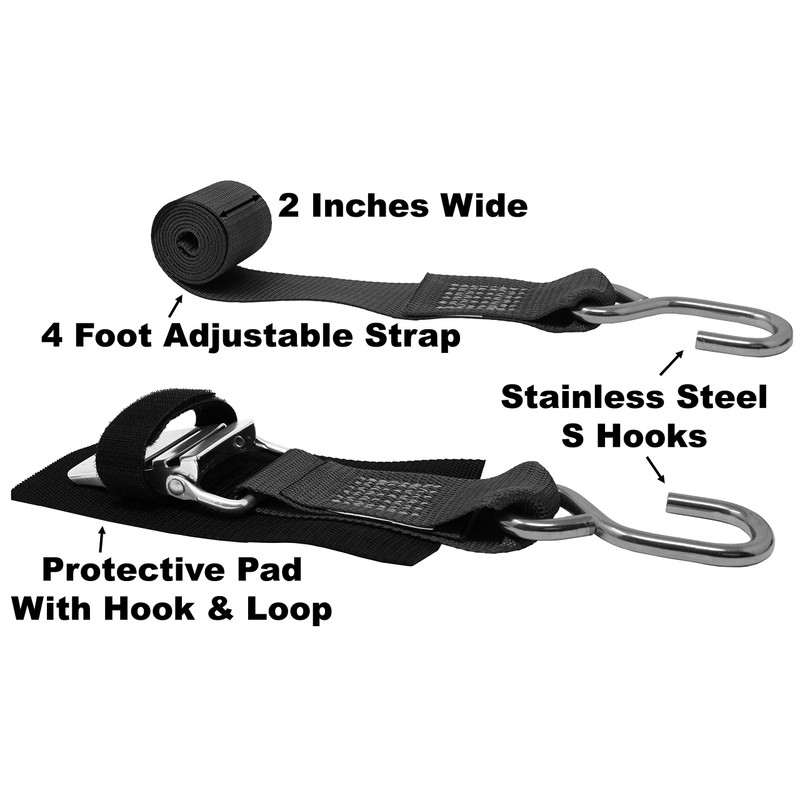 CustomTieDowns 2 Pack, 2 Inch x 4.5 Foot Stainless Steel