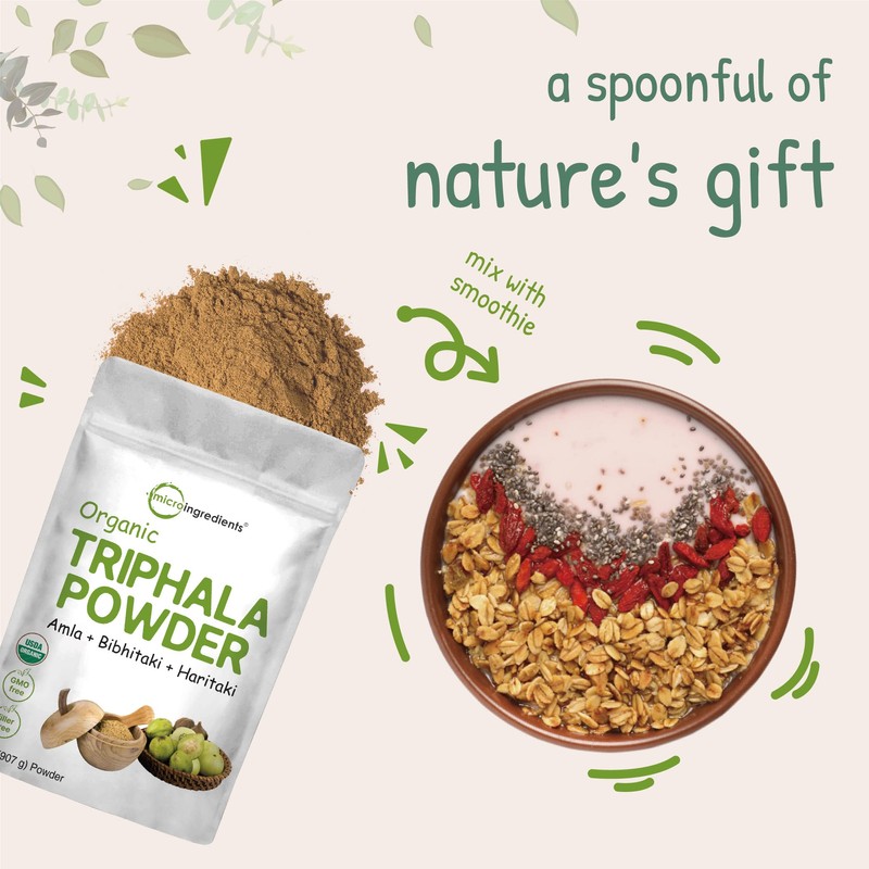 Micro Ingredients Organic Triphala Powder, 2 Pounds (Amla + Haritaki