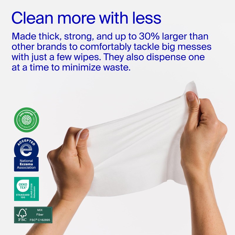 Coterie Baby Wipes for Sensitive Skin, Plant-Based and Plastic-Free Fibers,