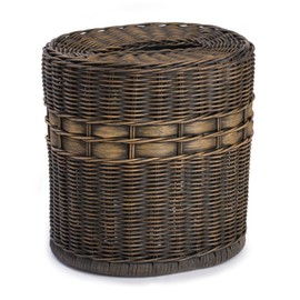 The Basket Lady Drop-in Oval Wicker Waste Basket with Removable Metal Liner (Antique Walnut Brown)