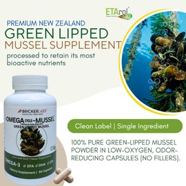 Bricker Labs Omega Cyclo - Mussel Joint Health Supplement, Premium New Zealand Green Lipped Mussel, Full Spectrum Omega Joint Supplements for Joint Health and Comfort, 90 Capsules