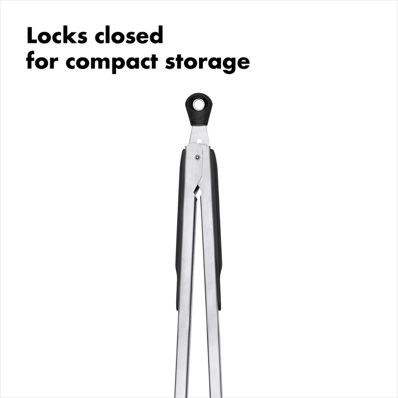 OXO GG 1054628BK 12-Inch Tongs with Nylon Heads, Silver