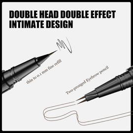 Hello Kiss Microblading Eyebrow Pen - Dual-Ended Microblading Eyebrow Pen with Ultra-Fine Tip and Brush Creates Flawless Hair-Like Brows, Waterproof and Long-Lasting (Brown)