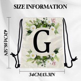 Zewurtuw Initial Letter Drawstring Backpack String Sports Gym Bags Waterproof Sackpack Cute for Men Women Beach (13"×17") (Letter-G)