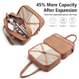 G4Free Carry On Travel Duffel Bag for Women, Lightweight Gym Tote Bag Expandable Weekender Bags with Wet Pocket (Brown)