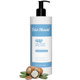 Éclat Naturel Shea Butter Hand and Body Lotion, with Vitamin E Niacinamide Ceramide Moisturizer for Dry Skin, 25% Shea Butter Brightening Moisturizing Lotion for Hands and Body, 10.15 Fl Oz