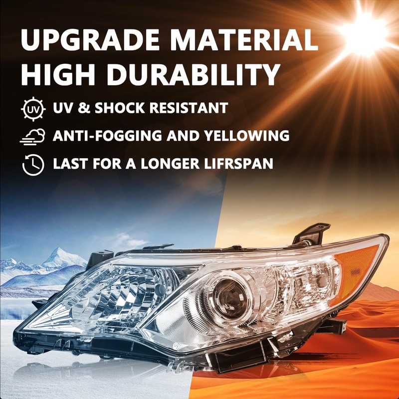 Aosky Fit for 2012 2013 2014 Camry Headlights Assembly L/Le/Xle/Hybrid/SE