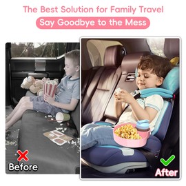 2PCS Resptasski Car Seat Cup Holder Snack Tray for Kids – Travel Tray for Car, Booster, Stroller, Outdoor Essentials Kit. Universal Adjustable Tray with Detachable Base for Snacks, Toys, Food (Pink)