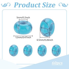 PH PandaHall 60pcs 12mm Turquoise Synthetic Turquoise Rondelle Beads for Jewelry Making, Hole: 5mm