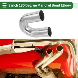 Motoforti 76mm/3" OD 180 Degree U-Bend Tube T304 Stainless Steel Mandrel Exhaust Pipe DIY Custom Car Modified Exhaust Pipe Tubing Piping 200mm/7.87" Leg Length Silver Tone