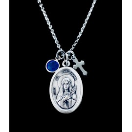 Saint Philomena Medal Necklace, Patron Saint of Children St Philomena Daughter of Light Charm Necklace