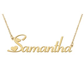Aoloshow 18k Gold Plated Samantha Heart Name Necklace Stainless Steel for Womens Birthday Graduation Jewelry
