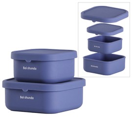 Bai shunda Silicone Food Container Set With Lid Food Bento Box Dishwasher Microwave Oven and Freezer Safe For Salads Snacks Meal Prep StorageTo-Go Sealed bowl (12.6oz + 21oz)（Purple）