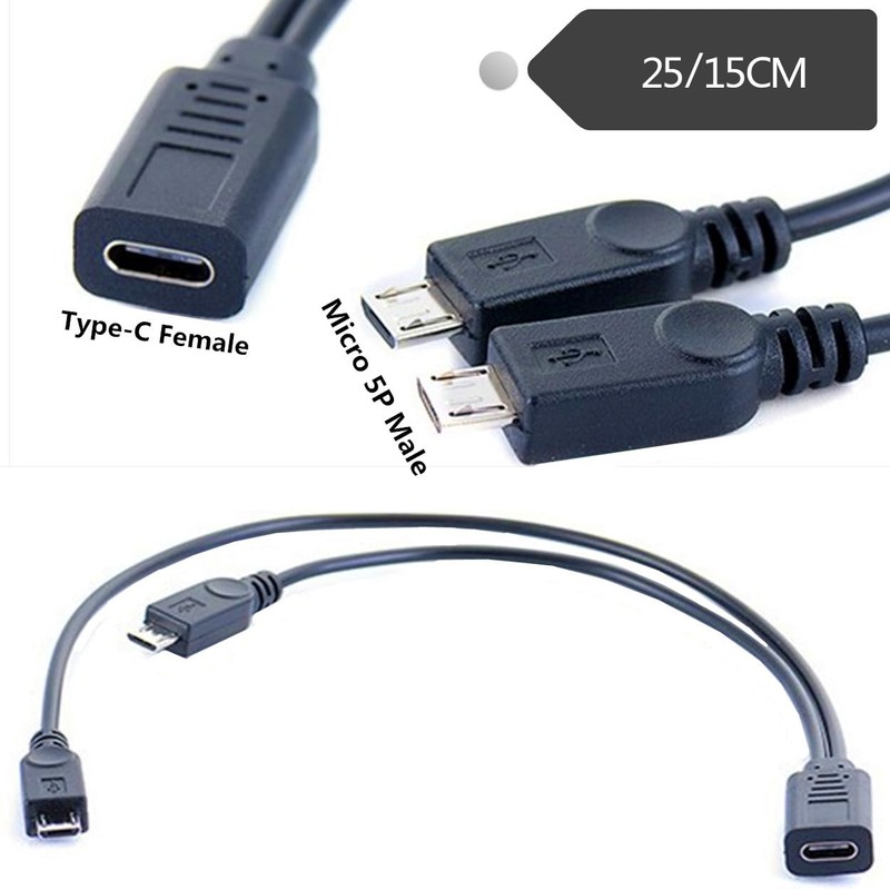 Traovien USB C Splitter Cable, USB Type C Female DC