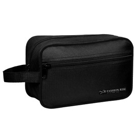 Toiletry Bag Water-Resistant Nylon Travel Wash Bag Lightweight Dopp Kit for Men and Women (Black)
