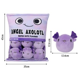 GDGZT Axolotl Plush Pillow, Removable Axolotl Toy with Salamander Stuffed Animal Dolls, Soft Kawaii Cushion as Room Decoration, Creative Axolotl Gift for Kids Birthday, Christmas (6 Purple Axolotls)