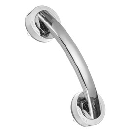 uxcell Grab Bars for Bathtubs and Showers, 9.1" Mirror Glass Door and Window Handles Powerful Shower Suction Cup Anti-Slip Safety Bars for Senior Shower Chairs Silver Tone