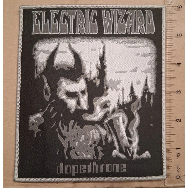 Electric Wizard Dopethrone 6 Inch Tall Woven Patch Grey Border