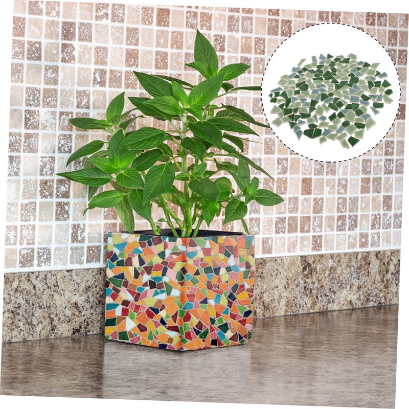 NUOBESTY 200g Green Broken Tiles Mixed DIY Tiles Ceramic Set