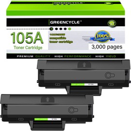greencycle 105A Compatible Black Toner Cartridge Replacement for HP 105A 105 W1105A 1105A High Yield to use for HP Laser MFP 137fnw 135a 135w 107a 107w Printer (2-Pack, 3000 Pages)