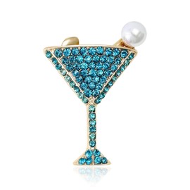 RLHRNDE Cocktail Wine Glass Brooch Pin for Women Men Dainty Rhinestones Cocktail Wines Glass Wine Bottle Brooch Pin Trendy Cute Hat Bag Suit Valentine's Day Wedding Charm Jewelry Gift Accessories (Style B)