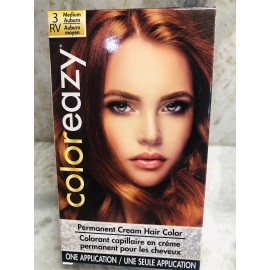 Coloreazy New-Coloreazy 3RV Medium Auburn Permanent Cream Hair Color. One Application.